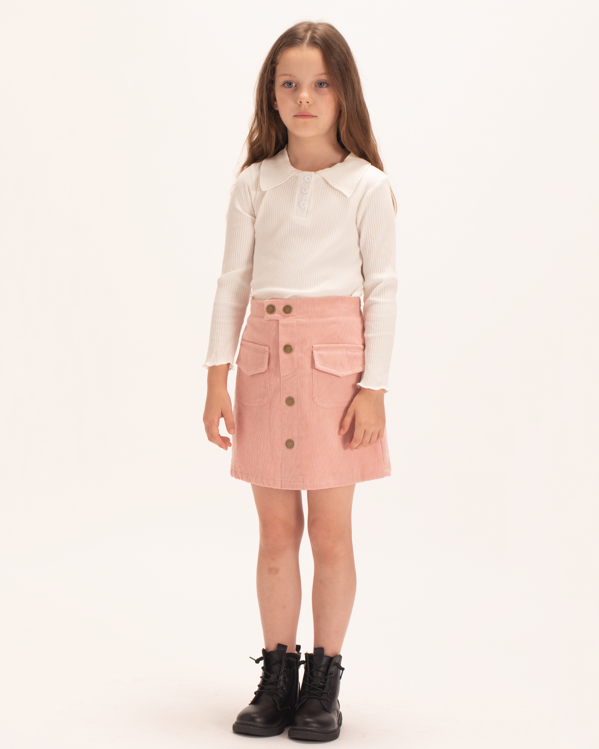 Velvet Vibes: Girls' Corduroy Mini Pencil Skirt