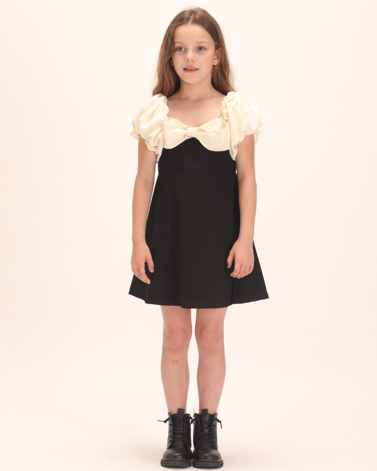 Girls' Puffy Sleeve Strappy Dress