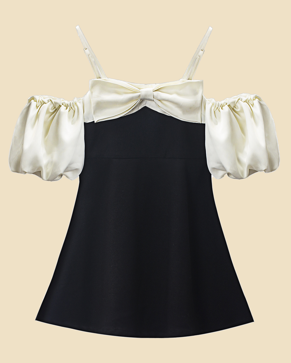 Girls' Puffy Sleeve Strappy Dress