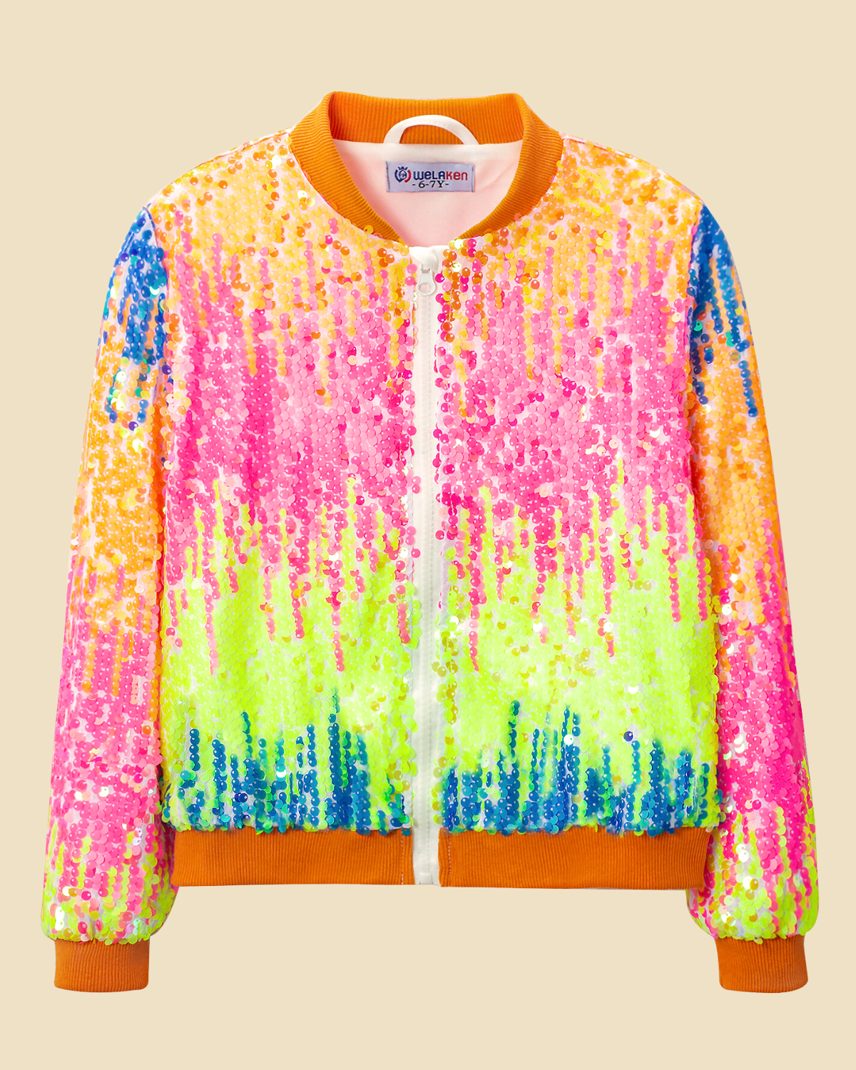 WAY194139 Sequin Bomber Jacket, Rainbow - WAY