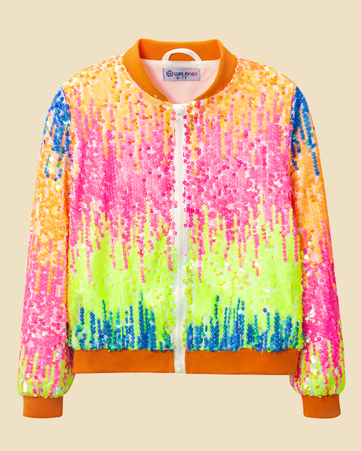 Glitter Galore: Girls' Lightweight Ombre Sequin Bomber Jacket