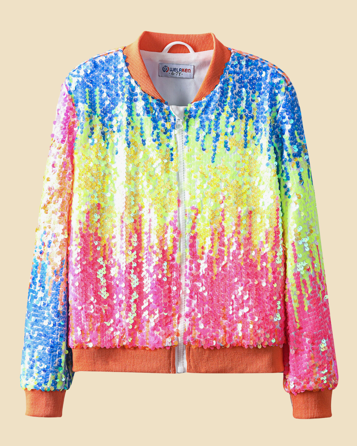 Glitter Galore: Girls' Lightweight Ombre Sequin Bomber Jacket