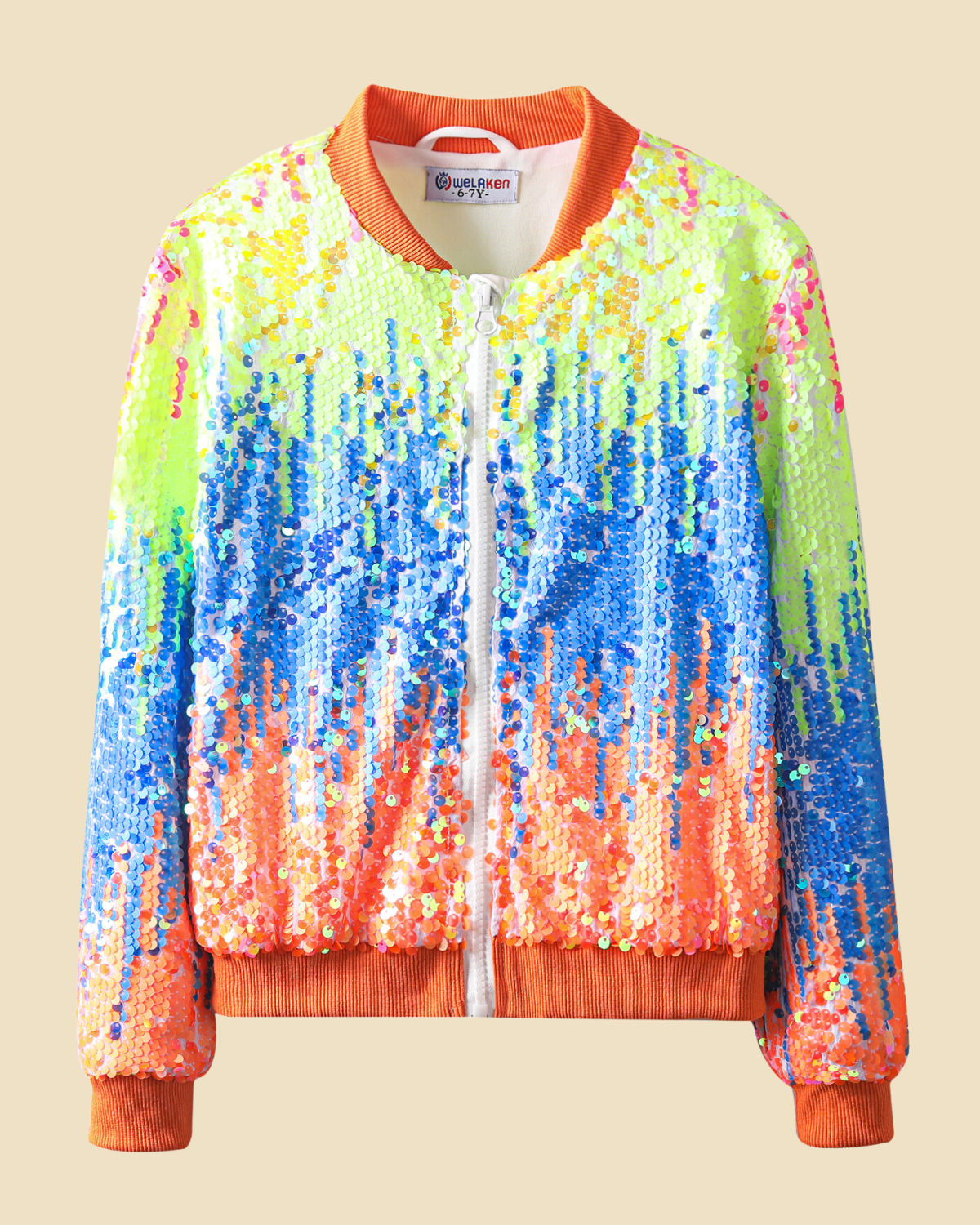 Glitter Galore: Girls' Lightweight Ombre Sequin Bomber Jacket