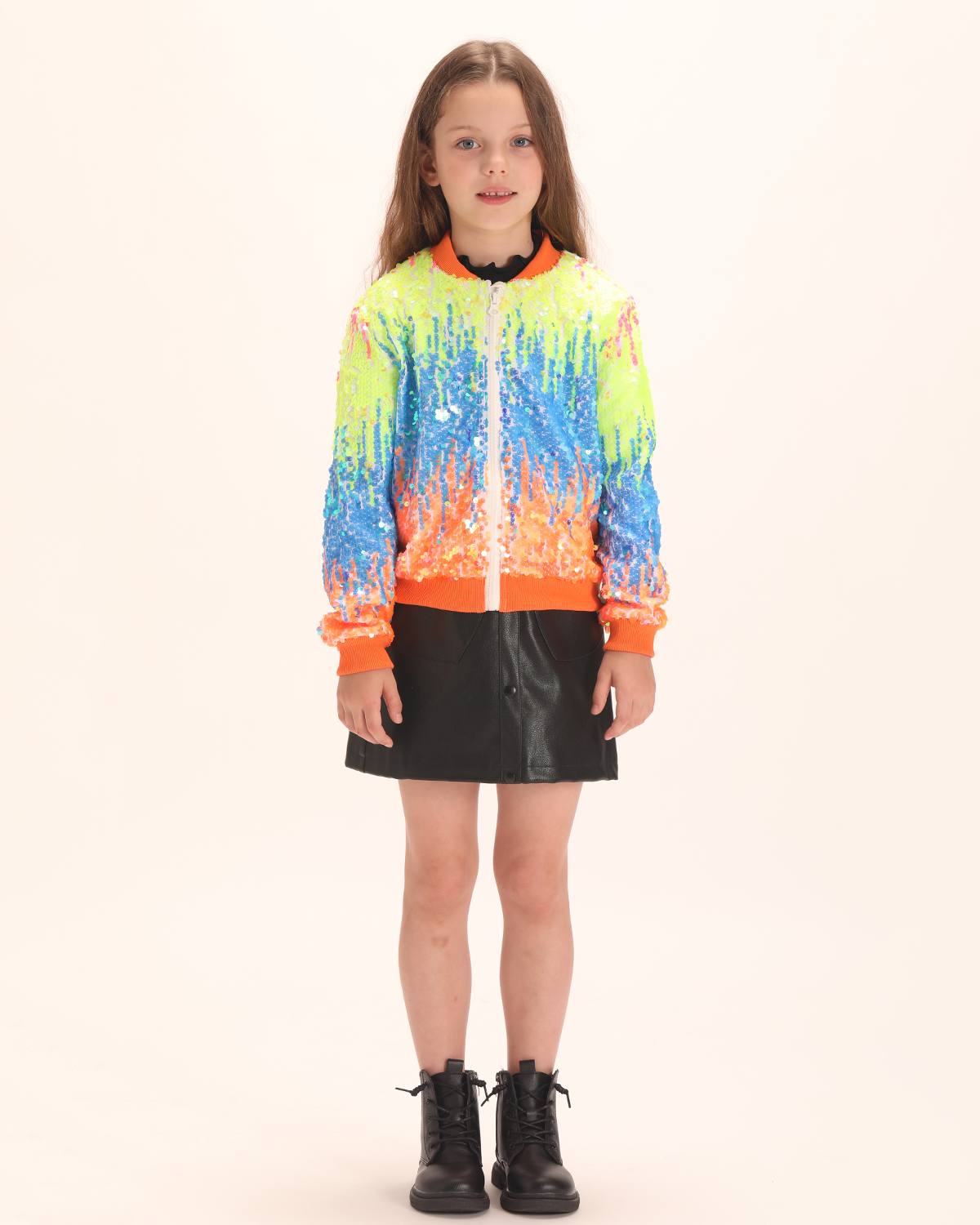 Glitter Galore: Girls' Lightweight Ombre Sequin Bomber Jacket