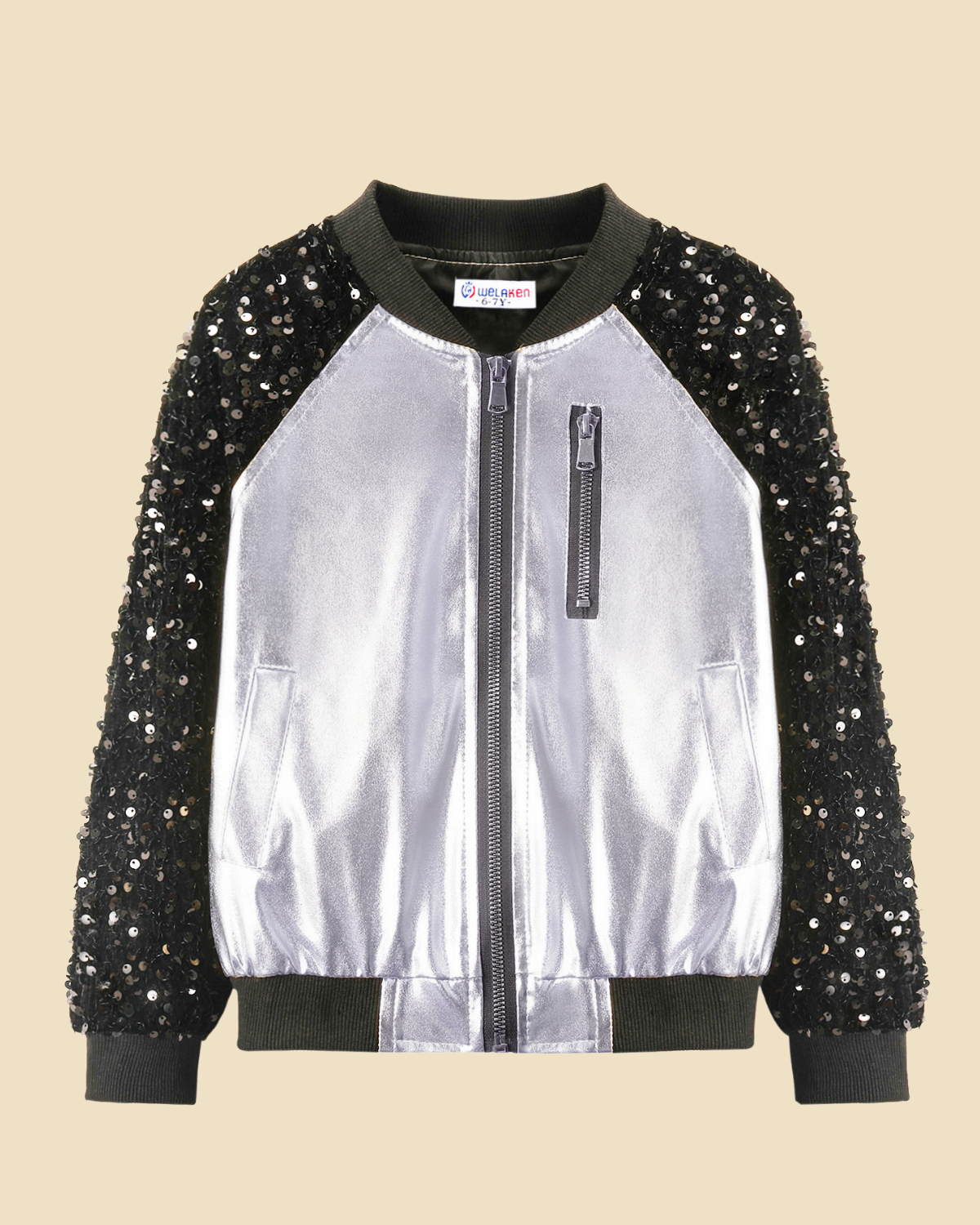 Sequin Metallic Bomber Jacket