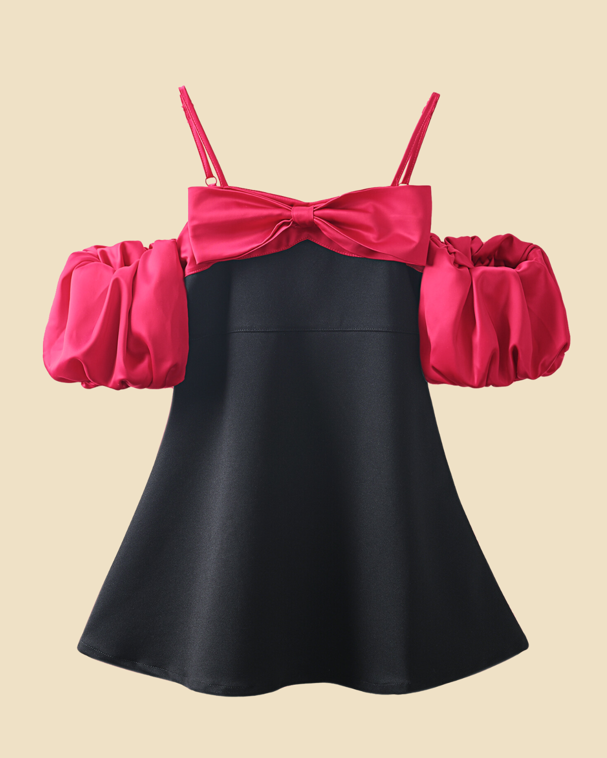 Girls' Puffy Sleeve Strappy Dress