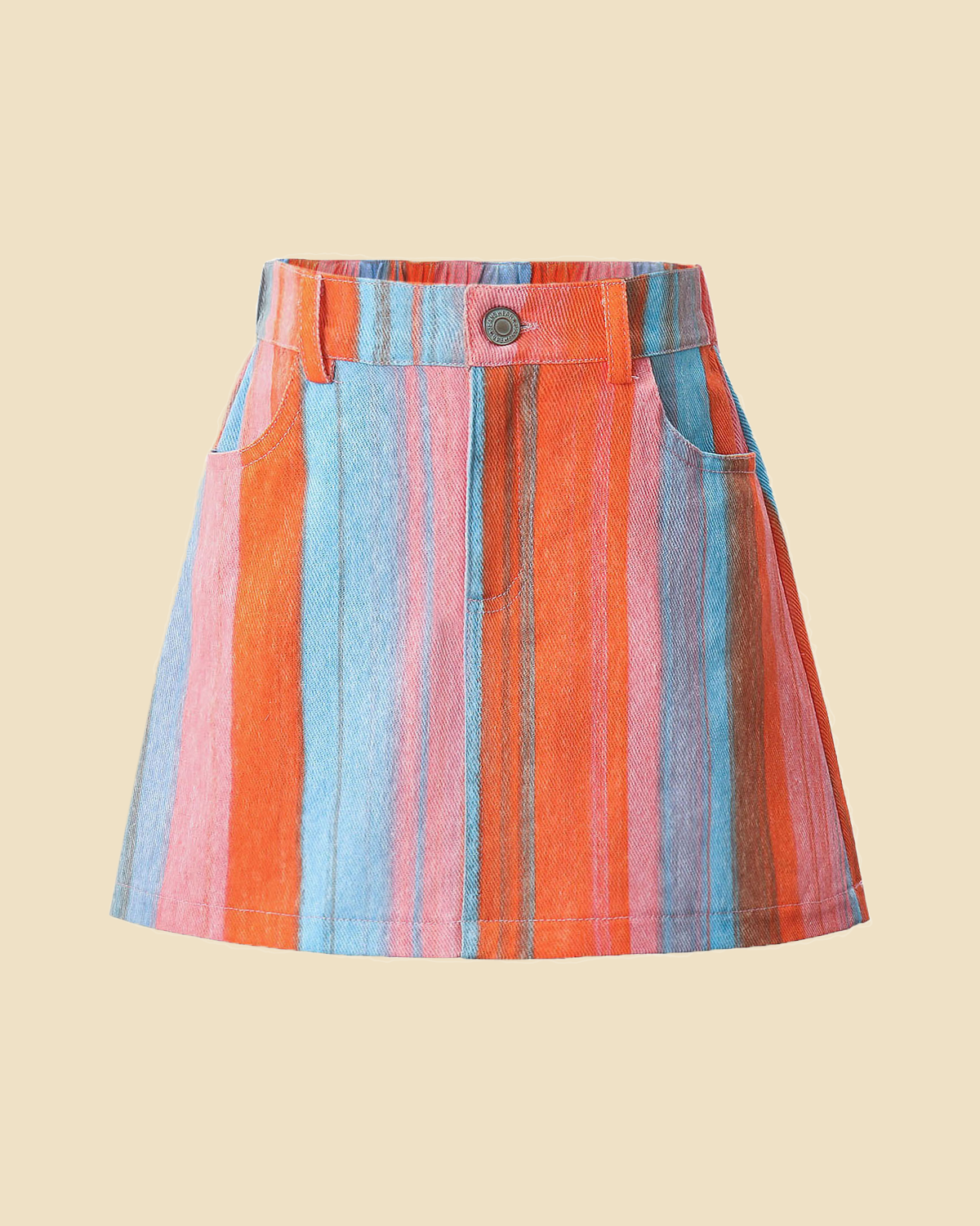 Denim Rainbow Striped Skirt for Girls: Colorful Adventures Await