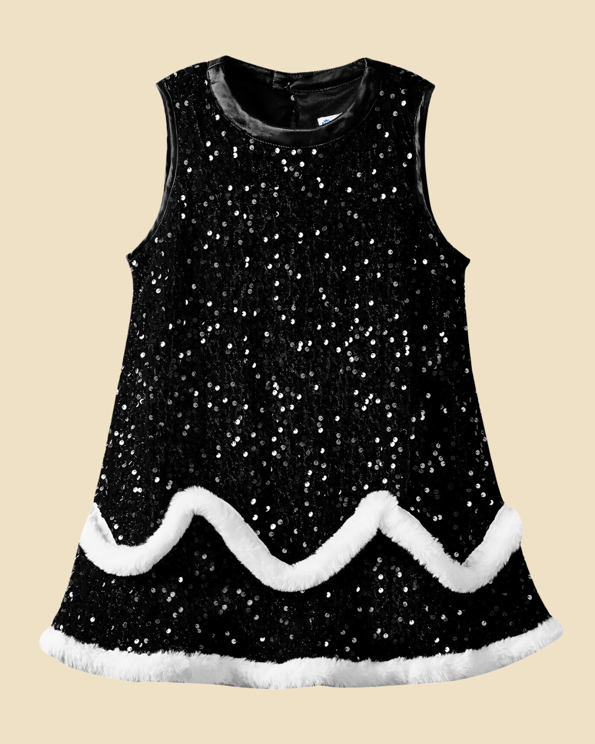 Sparkling Snowflake: Girls' Sequin Dress with Faux Fur Trim