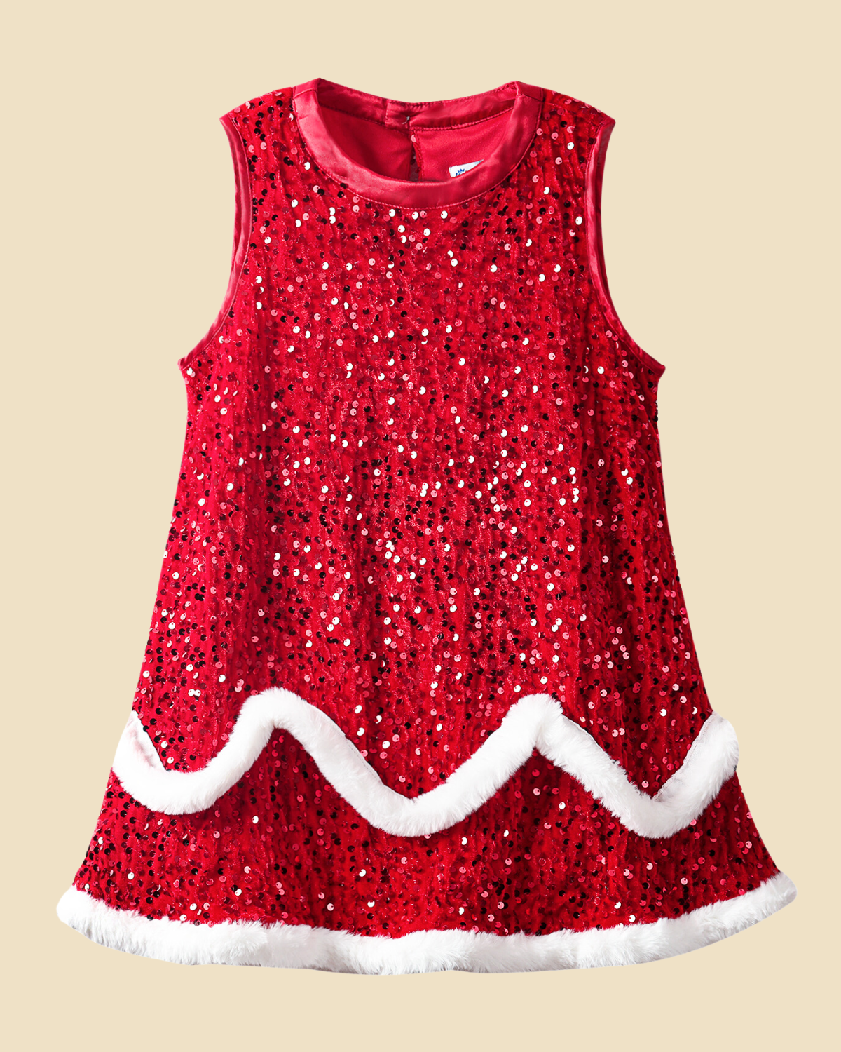 Sparkling Snowflake: Girls' Sequin Dress with Faux Fur Trim