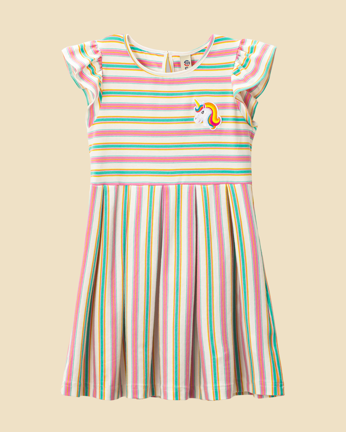 Magical Stripes: Girls' Unicorn Striped Dress