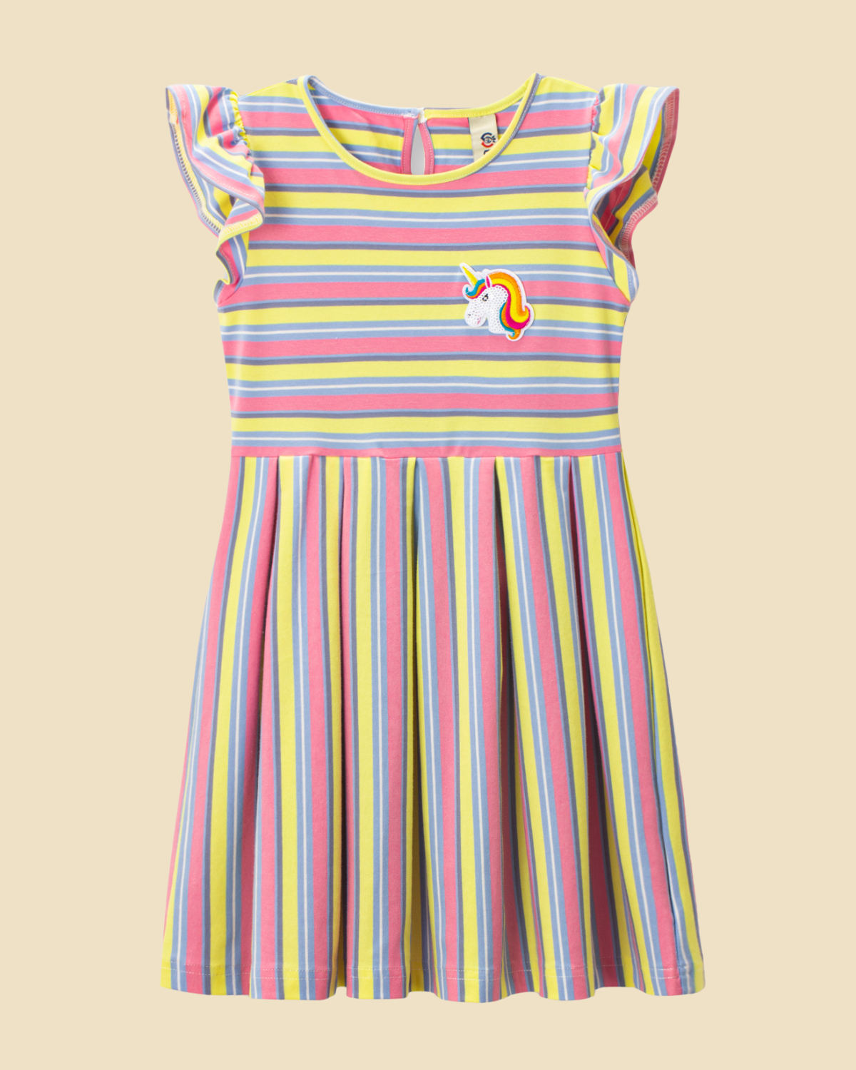 Magical Stripes: Girls' Unicorn Striped Dress