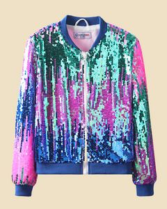 Glitter Galore: Girls' Lightweight Ombre Sequin Bomber Jacket