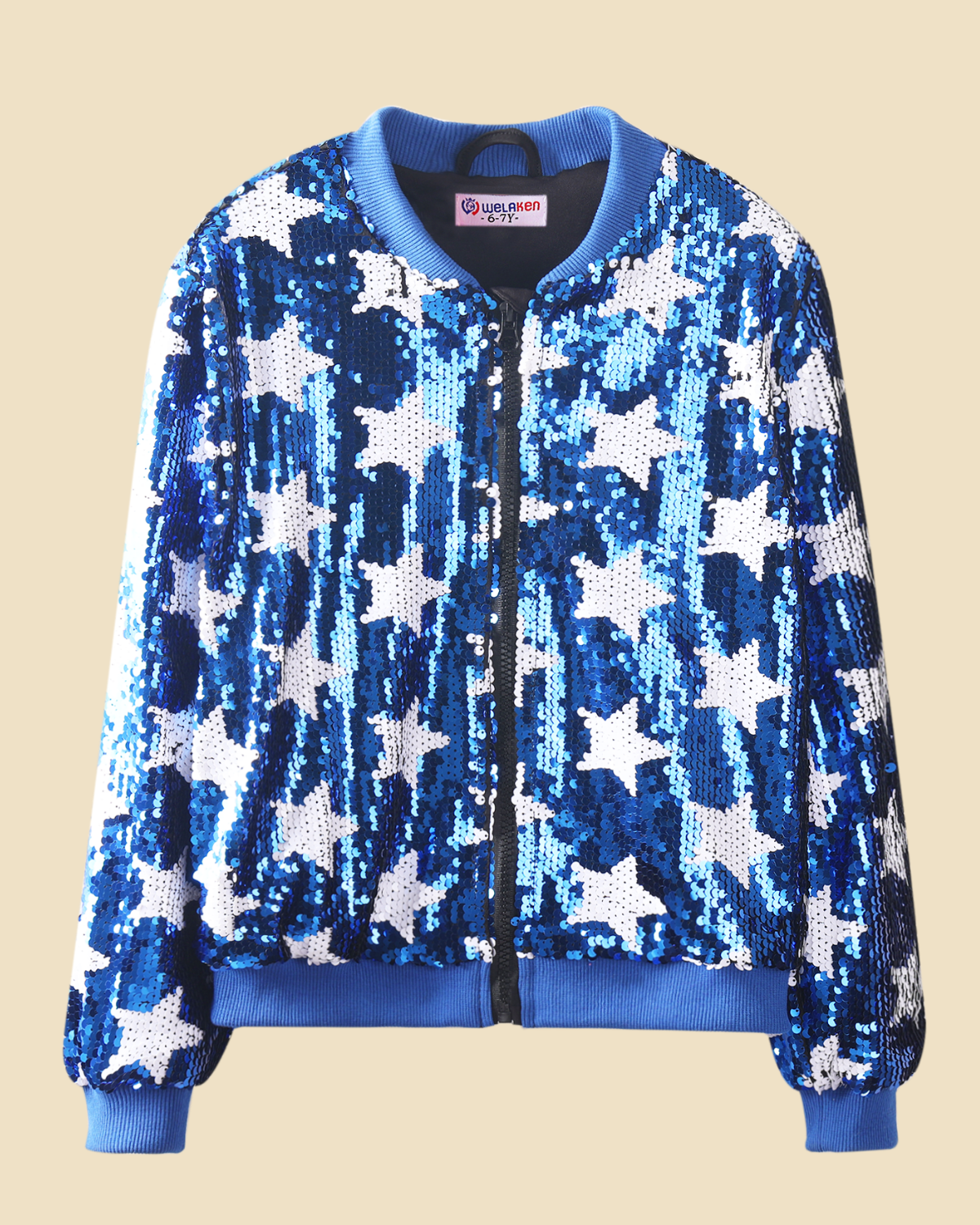 Glitter Galore: Girls' Lightweight Star Sequin Bomber Jacket