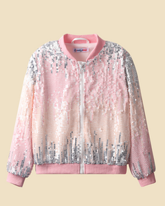 Glitter Galore: Girls' Lightweight Ombre Sequin Bomber Jacket