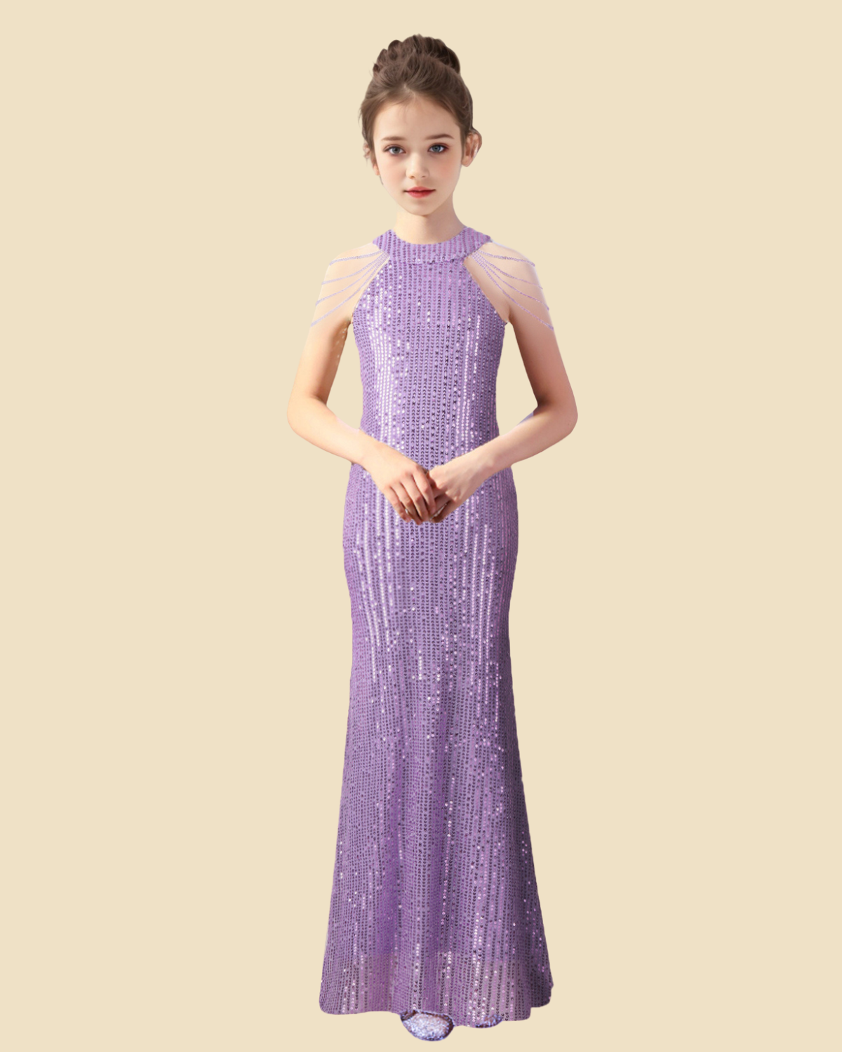 Girls Hand-Beaded Tassel Sequin Dress